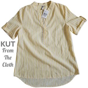 Kut From The Kloth Yellow/White Striped Top